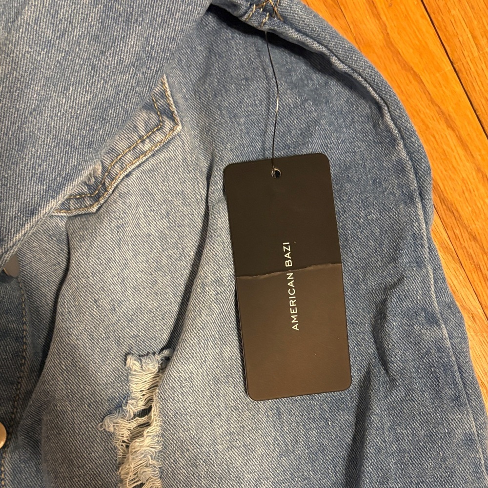 American Bazi Light Blue Oversized Denim Jacket Label Detail - Picture 5 of 10